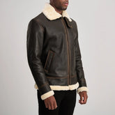 Norton  B3 Brown & Cream Leather Bomber Jacket for men